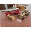 Image 1 : Tonka Fire Truck, Grader, and Wooden Caterpillar