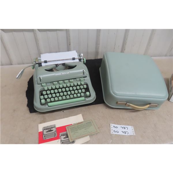 The Hermes 3000 Portable Typewriter in Case With Original Vintage Instructions. Excellent
