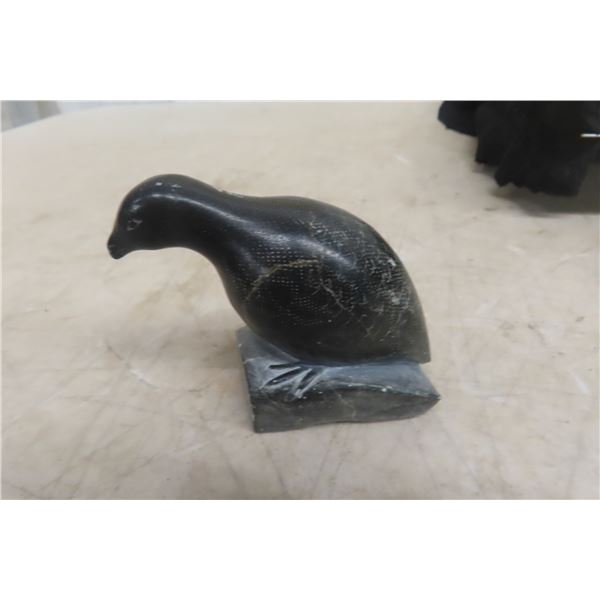 Vintage Soapstone Carving by Noted Inuit Artist Levi Qumaluk; Signed and Stickered