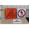 Image 1 : Three Vintage Street Signs: No Dumping, Danger Thin Ice, No Walking