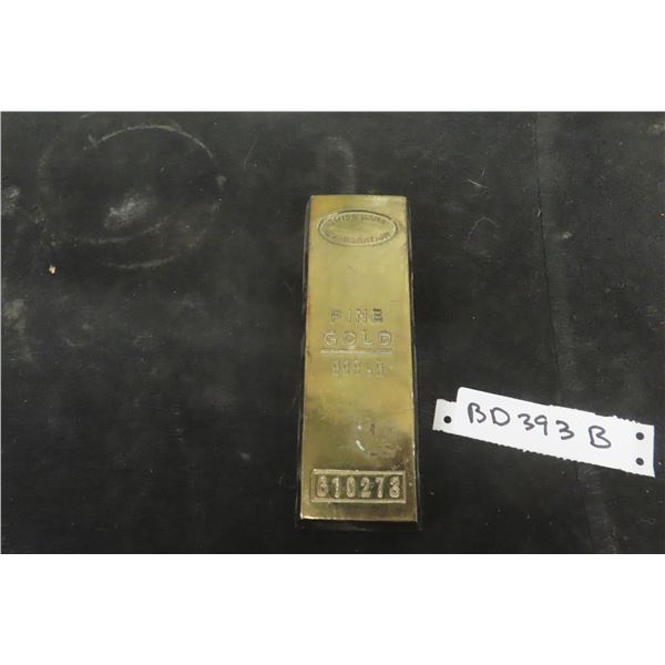 Vintage Souvenir Gold Bar Paperweight, 7" x 2.25", Just Over One Pound