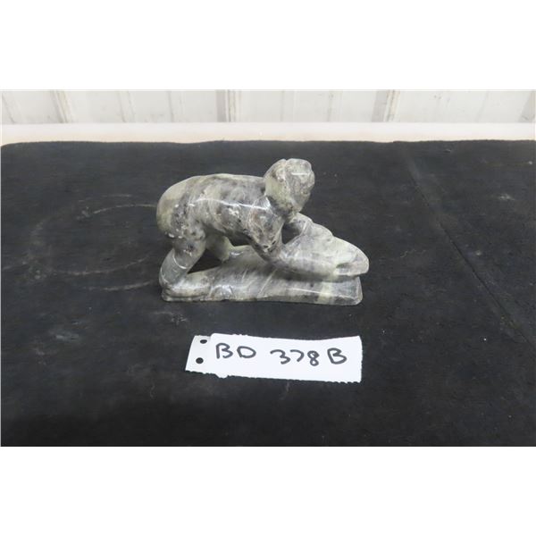 Vintage Soapstone Carving by Noted Inuit Artist Charlie Sheeguapik, 5" x 3.5", Signed