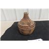 Image 1 : Antique Indigenous Hand-Woven Lidded Basket, 7" Tall