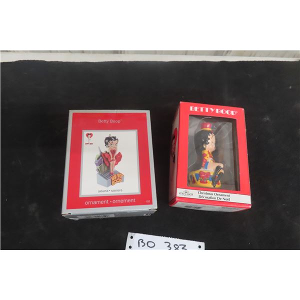 Two Vintage Betty Boop Christmas Ornaments; One Talks