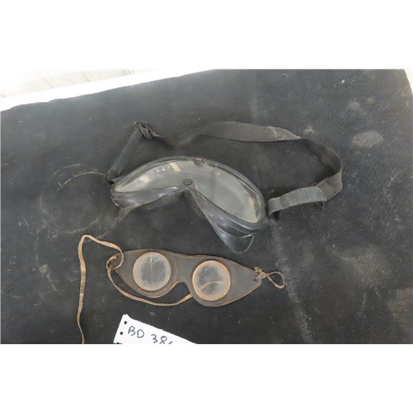 Two Vintage Pairs of Military Aviator Goggles