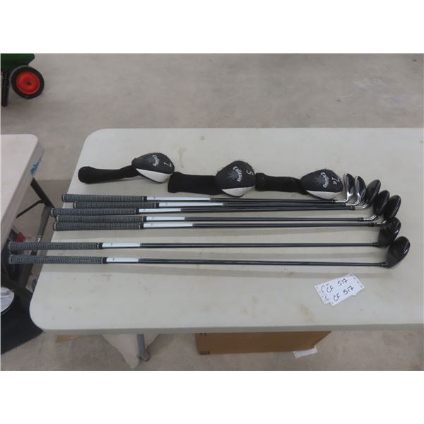 Seven Right-Handed Golf Clubs and Three Socks