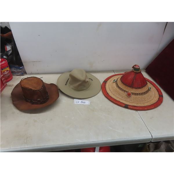 Three Hats: Leather, African Fulani & Canvas