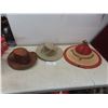 Image 1 : Three Hats: Leather, African Fulani & Canvas
