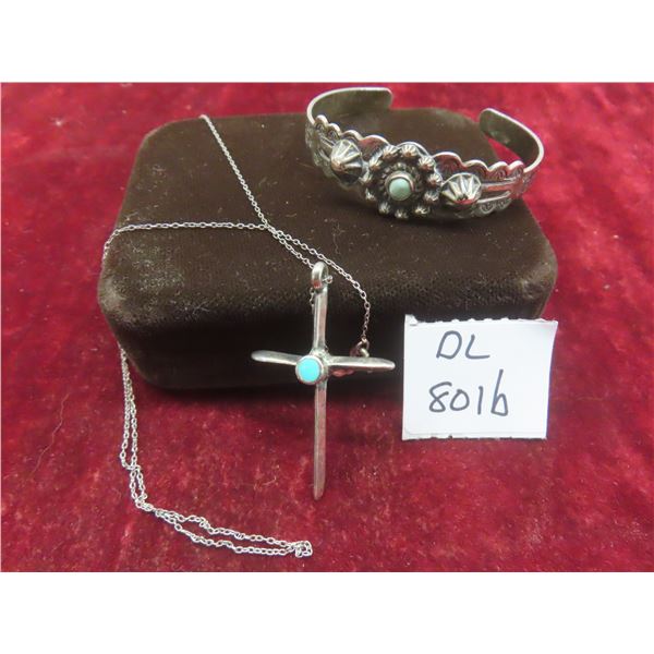 Sterling Silver Bracelet & Necklace w/Pendant