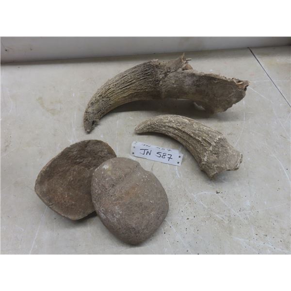 Stone Hammer and Bovine Horns