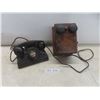 Image 1 : Vintage Non-Dial Desk Phone Set with Separate Wooden Magneto Subset