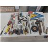 Image 1 : Hand Tools: Screwdrivers, Hatchet, Mallet, Metal Rulers, Chisel, Hole Saw, Fasteners +