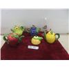 Image 1 : Five Whimsical Teapots and Hard Rock Glass with Glass Stir Stix