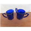 Image 5 : 8 pcs Cobalt Blue Vase, Creamer, Sugar Bowl, Banana Split Bowl, Candy Dish