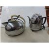 Image 2 : Three-Piece Vintage Cannister Set With Electric Kettle, Coffee Percolator, Apple Corer and Sifter