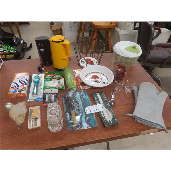 Assorted Kitchen Tools Including Electric Can Opener, Salad Spinner, Jar Opener Set and More