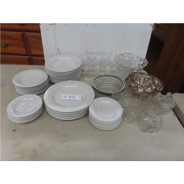 38-Piece China Dinnerware Set With Wine Glasses, Serving Dishes, Creamer and Sugar Bowls