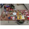 Image 1 : Assorted Home Decor Including Clock, Yard Ornaments, Christmas Items, Brass Candle Holders and More