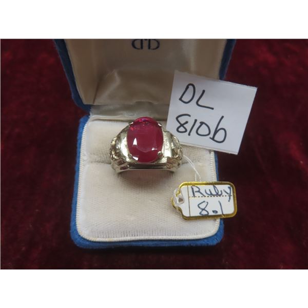 Sterling Silver with Ruby Ring, Size 9.5