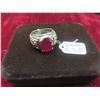 Image 2 : Sterling Silver with Ruby Ring, Size 9.5