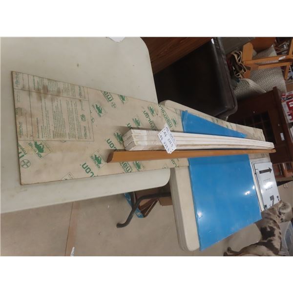 Three MDF Baseboards (85" x 2.5") With Five Mixed-Size Plexiglass Sheets
