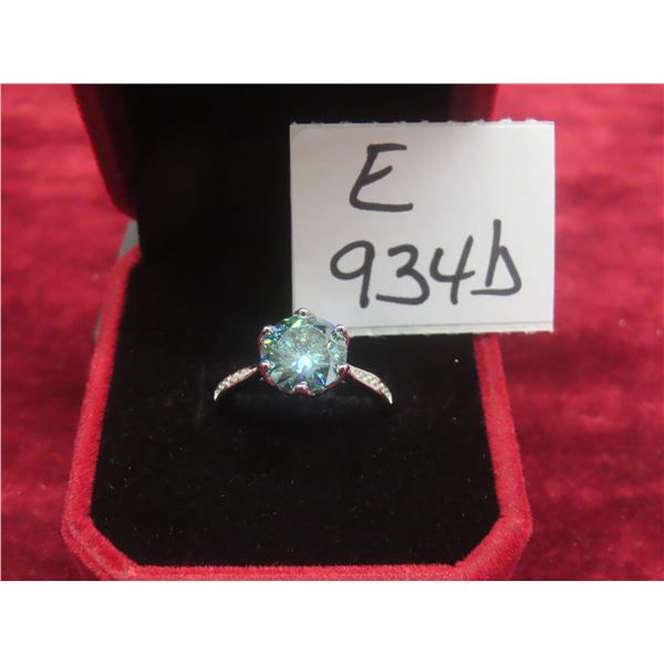 3.00 CT GRA Certified Round Brilliant Cut Moissanite Stone VVS Vivid Bluish Green Color With 12