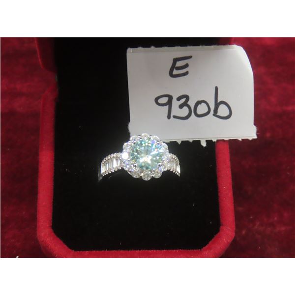 2.00 CT GRA Certified Round Brilliant Cut Moissanite Stone VVS Bluish Green Color With 12 Channel