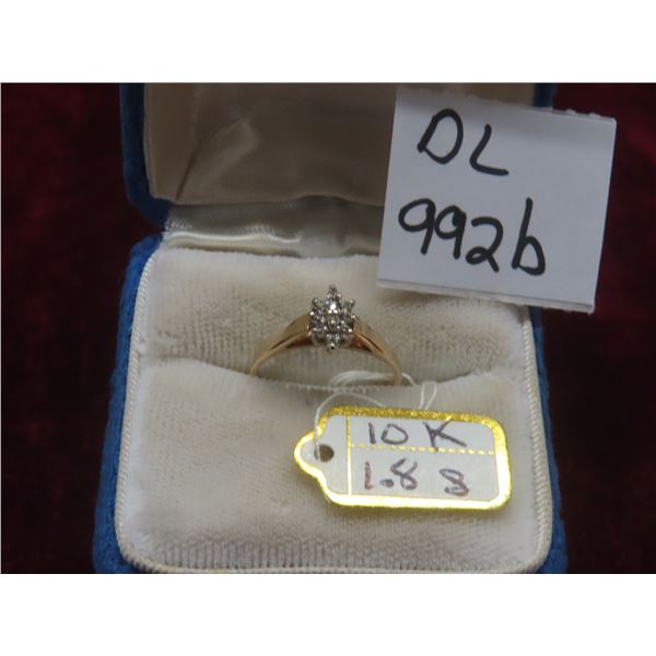10K Gold and Diamond Ring, Size 7, Total Weight 1.8 Grams