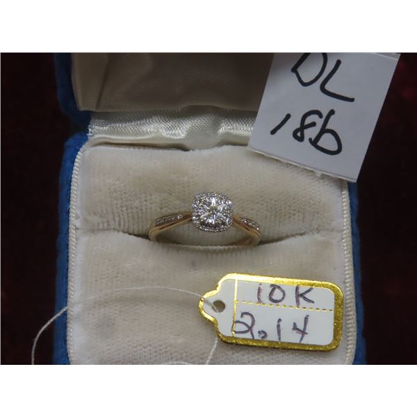 10K Gold and Diamond Ring, Size 7.25, Total Weight 2.14 Grams