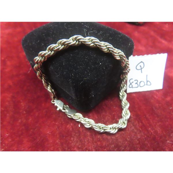 Sterling Silver Rope Bracelet, Total Weight 11 Grams