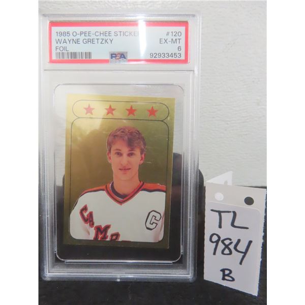 1985 O-Pee-Chee Wayne Gretzky Foil Sticker, EX-MT 6 Grade