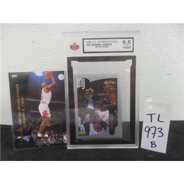 Michael Jordan 20,000 Points Signed Card and 1998 Michael Jordan Graded 9.5 Card