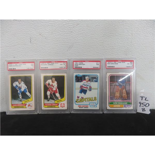 Three Hockey Cards: 1975 Ron Grahame MT 6, 1976 Chris Bordeleau 7, and 1981 Mike Gartner MT 9