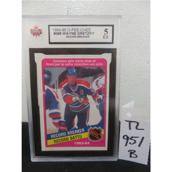 1984–85 Wayne Gretzky Record Breaker Card, Graded EX 5