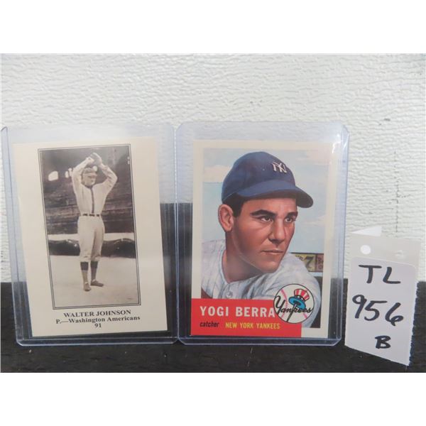 Two Baseball Reprint Cards: Yogi Berra (Very Good) and 2011 Walter Johnson Reprint