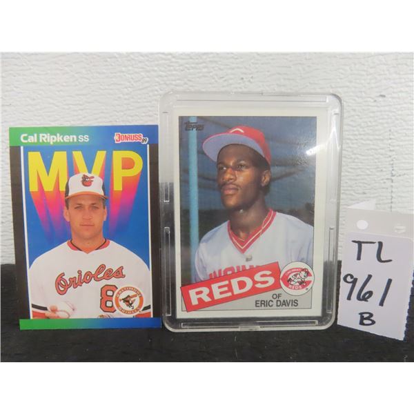 Two Baseball Cards: Eric Davis and Cal Ripken