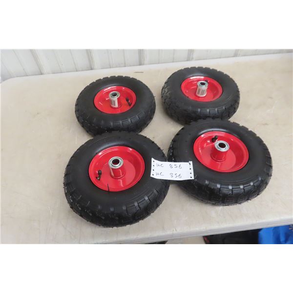 Four Tires With Rims, Size 4.10 / 3.50-5