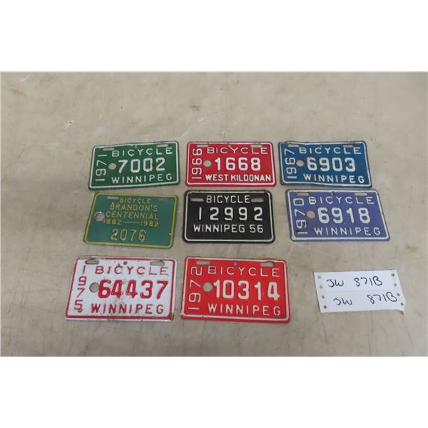 Eight 1970s Bicycle Licence Plates