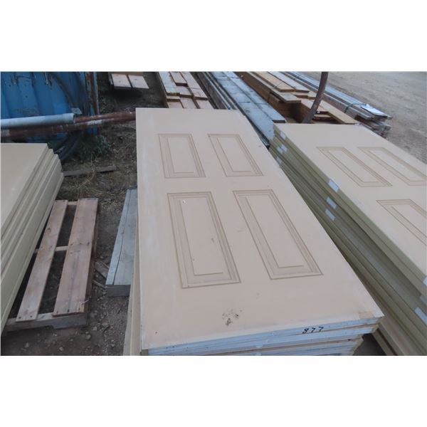 Twelve Foam-Filled Exterior Pane Doors, 34" × 79", Four-Panel