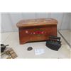 Image 1 : Wood Stepper With Hinged Storage Top and Coal Iron