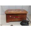 Image 5 : Wood Stepper With Hinged Storage Top and Coal Iron