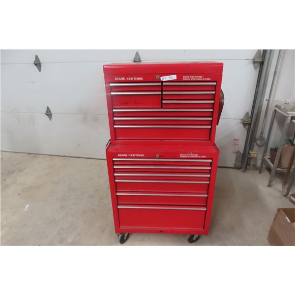 Two-Piece Craftsman Rolling Tool Cabinet, 50" × 27" × 17", No Key