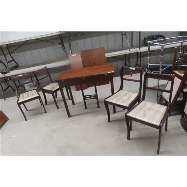 Dining Table Set With Four Chairs, 30" × 20" × 38" (Small) and 30" × 76" × 38" (Extended)