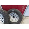 Image 2 : Three Trailer Tires and Rims ST205/75-15: Two Decent (~50% Tread) and One Poor