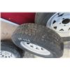 Image 4 : Three Trailer Tires and Rims ST205/75-15: Two Decent (~50% Tread) and One Poor