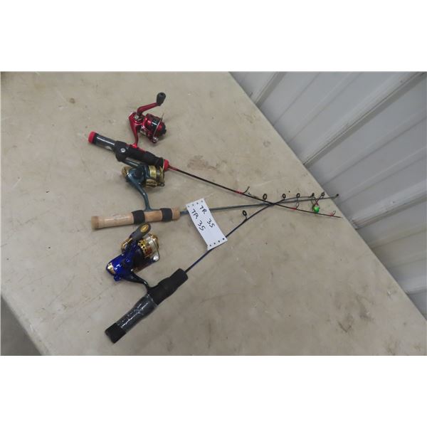 Three Ice Fishing Rods with Reel, Appear New