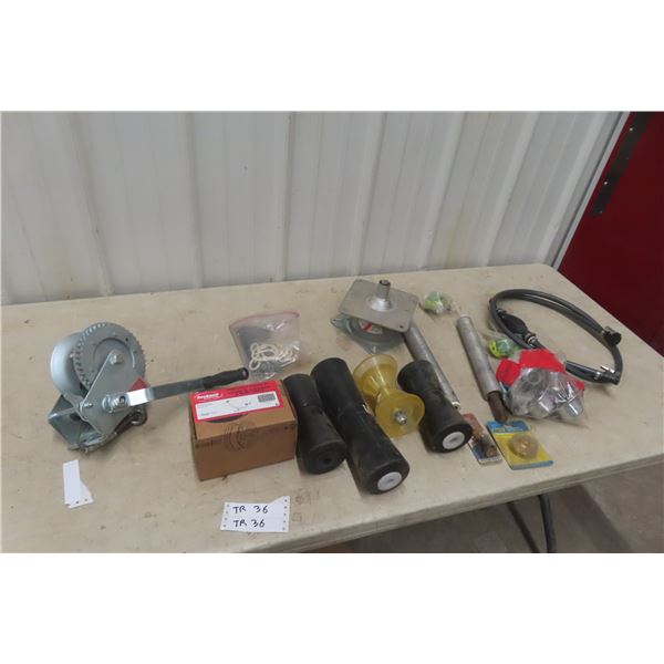 Hand Winch for Boat Trailer, Loading Rollers, and Drain Plug Plier