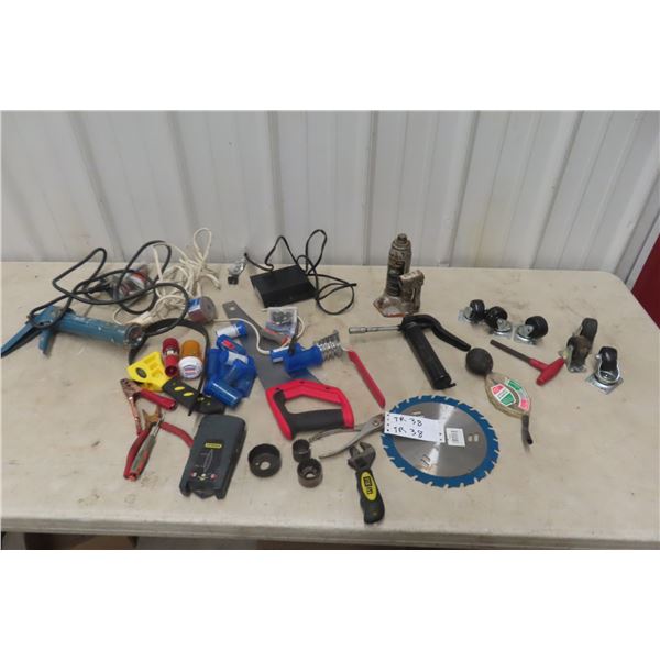 Assorted Garage Items Including Hardware and Stud Finder