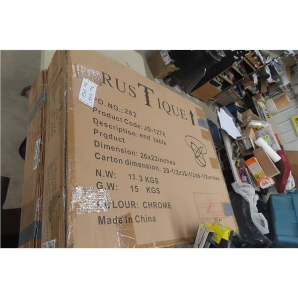 Two Rustic End Tables, 26" x 22", New in Box