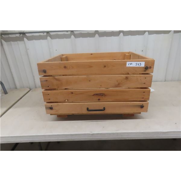 Rolling Wooden Crate, 24" x 20" x 15"